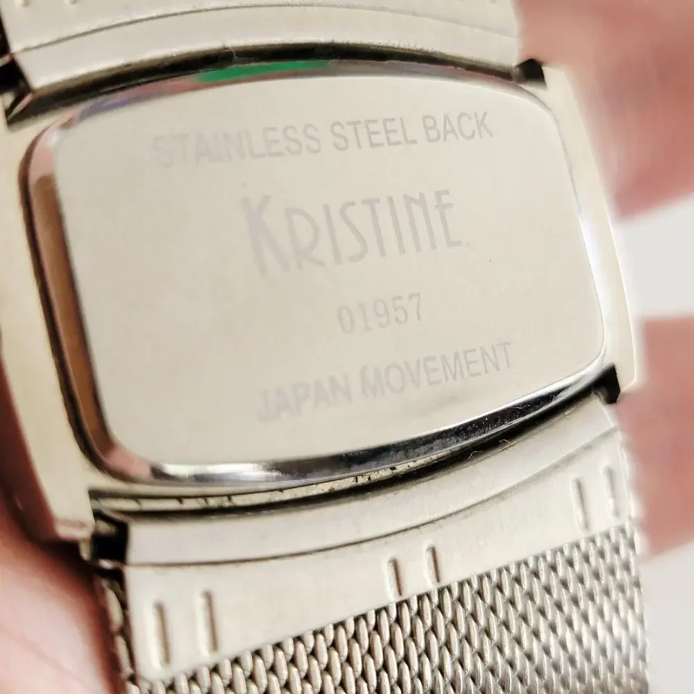 Kristine Womens Watch White Dial Silver Case Mesh Bracelet Quartz 01957
